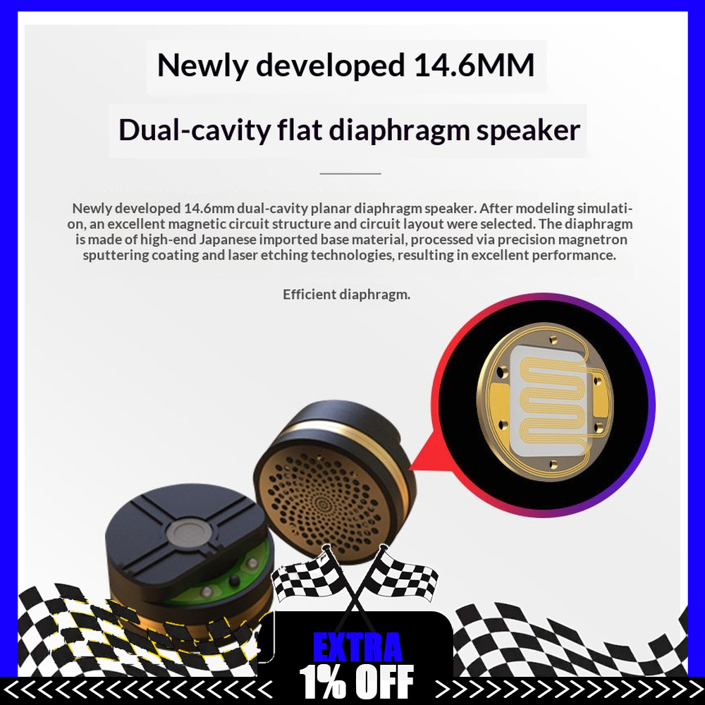 Planar Magnetic Iem Earphones - 7Hz x Crinacle Dioko Monitor In-Ear