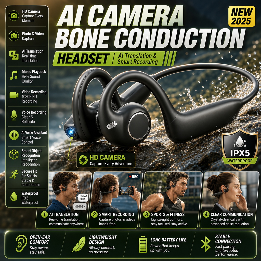 Bone Conduction Running Headphones - Cuffie a conduzione ossea con gancio