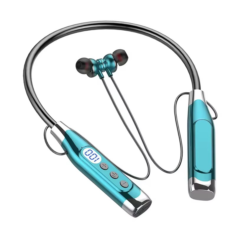 Magnetic Neckband Sports Earphones - Display a batteria a LED Porta